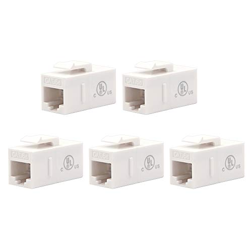 CAT5e Keystone Coupler,VCE (5-Pack) RJ45 Female to Female Insert Coupler UTP CAT5e Keystone Inline Coupler -White UL Listed