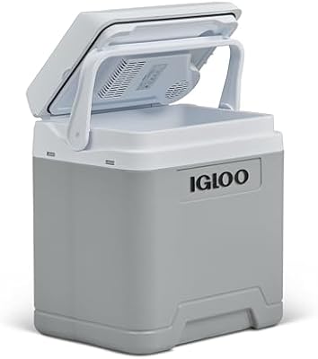 IE27DC Nevera Eléctrica, 12V, 27L – Mini Frigorífico Compacto para Coche, Camping, Viajes, Barco y Festivales – Ligera, Portátil y con Compartimento para Cables
