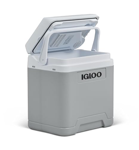 IGLOO IE27 Frigo Elettrico, 12V e 230V, 27L – Mini Frigorifero Compatto per Auto, Campeggio, Viaggi, Barca e Festival – Leggero, Portatile, con Vano Portacavo e Modalità Eco/Max