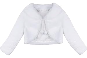 renvena Kids Girls Long Sleeves Faux Fur Bolero Shrug Bridesmaid Wedding Pageant Formal Event Cardigan