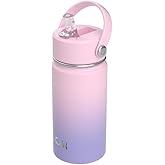 OISIZ Kids Water Bottle with Straw Lid 14oz, Vacuum Insulated 316 Stainless Steel Water Bottles for Kids for School, Leakproof Water Bottle, BPA Free and Keep Cold for 24 Hours