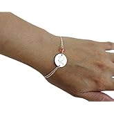 HotMixCold Personalized Large Initial Gold Charm Bracelet with Custom Birthstone, Jewelry Gift for Her Available in 14K Gold filled, 14K Rose Gold Filled, or 925 Sterling Silver