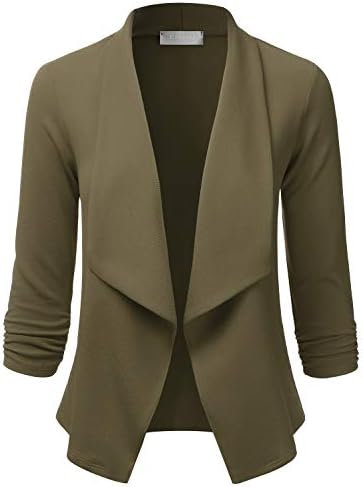EIMIN Women's Lightweight Stretch 3/4 Sleeve Blazer Open Front Jacket (S-3XL)