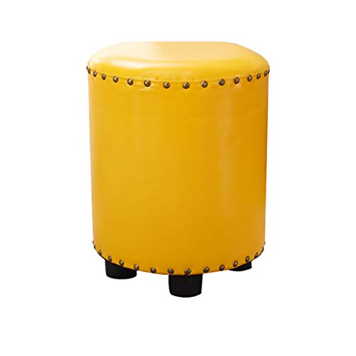 Change shoe bench JXLBB Stools, Rivets, Fashion,Sofa Bench, Bedside Stool, Living Room, Space Saving, PU,38X32cm (Color : Yellow)