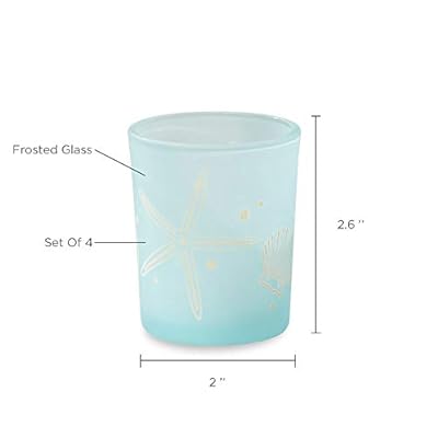 Kate Aspen Beach Party Glass (Set of 4) Holders Votive, One Size, Blue (27184NA) 31cBUkWQbrL