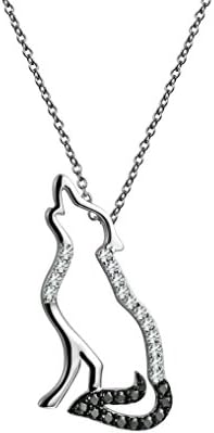 Fine Jewelry Sterling Silver Elegant Animal Wolf Charm Pendant Necklace, 18 inches (Wolf Style 1)