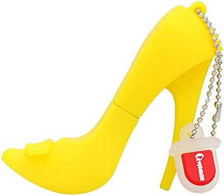 Qinlee 8GB PVC Shell Pen Drive USB Flash Drive Novel High Heels Shape USB 2.0 Memory Stick Portable Thumb Drive -Yellow