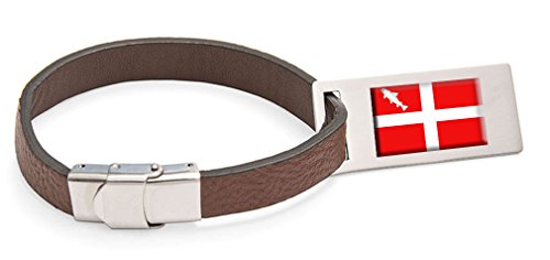 Select Gifts Drapeau d’Annecy avec étiquette en cuir gravé en acier Text