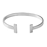 SENFAI Simple Gold and Silver Double T Copper Cuff Bracelet (silver)