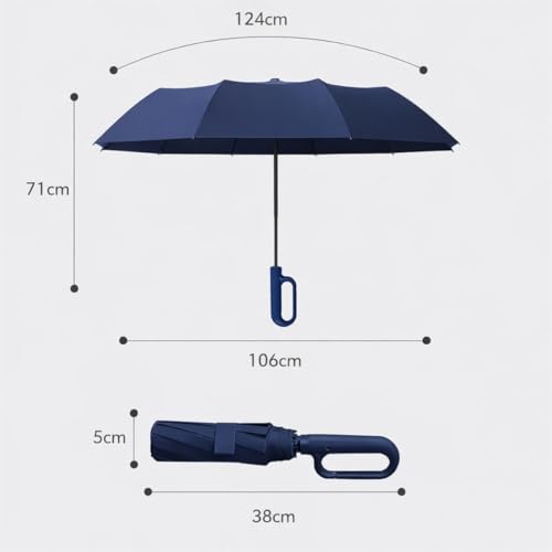 Guarda-Chuva Premium Botão Automático Abre e Fecha Varetas Reforçadas Proteção Solar UV Blackout Resistente ao Vento Compacto Dobrável Sombrinha Portátil Mochila Bolsa Mala Fivela de Anel