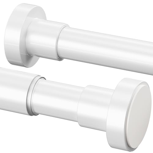 GDEVKHN 1 Piece Shower Curtain Rod No Drilling, Telescopic Extendable Stainless Steel Shower Curtain Rod for Closet Bathroom Balcony Shower Curtain (185-250cm, φ25mm, White)