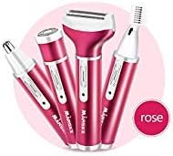 Xiuxin 4 IN 1 Rechargeable Electric Women bikini Trimmer Painless Hair Shaver kits Remover Waterproof Razor,Electric Epilator for Lady Armpit Bikini Area Leg Arm Nose
