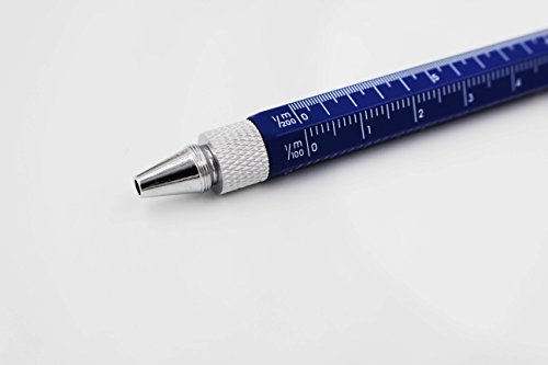 6 in 1 Multitool Pen with Gift Box - Includes 1 Ballpoint Pen, Universal Stylus Pen, Ruler,Flat and Phillips Screwdriver Bit, Level Gauge - The Perfect Multi-Function Gadget (Matte blue)