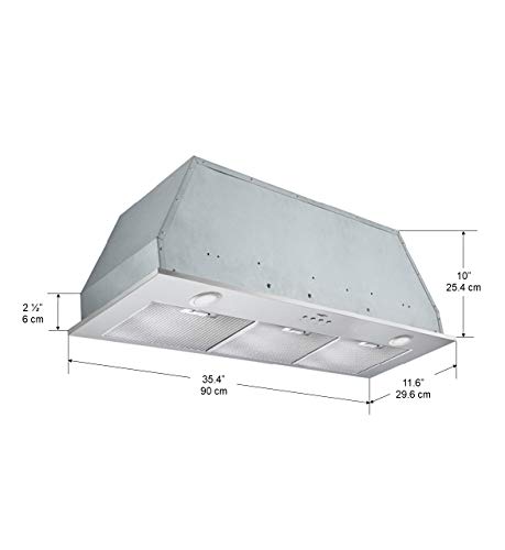 Ancona Inserta Plus Built-In Range Hood, 36-Inch, Stainless Steel - AN-1364