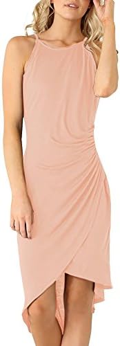 LNAUC Women's Casual Spaghetti Strap Summer Dress Party Sleeveless Dresses Pink3X Great