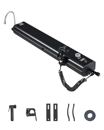 VEVOR Roof Rack Water Tank, 4.5 Gal, Multi-Dispensing Outdoor Tank with 2 Splash-Guard Panels & T-slot, High-Capacity Aluminum Tank with Pressurization Port, Fit for Trunks, Roll Bars, Crossbars