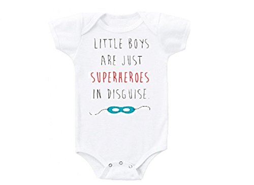 Little Boys are SUPERHEROES in disguise Design Humor Love Cute Funny Trendy Stylish Baby Onesie Gift Novelty Tshirt Costume Babies Bodysuit