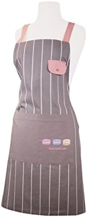 Home Bene 100% Cotton Macaron, Cute X-back Kitchen Apron Women, Cooking Apron White Stripes, Adjustable Length, Waist Ties, One Front Pocket, Cooking, Baking, Barbecuing, Gray
