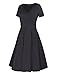 STYLEWORD Women's Short Sleeve V Neck Casual Elegant Dress(Black,S)