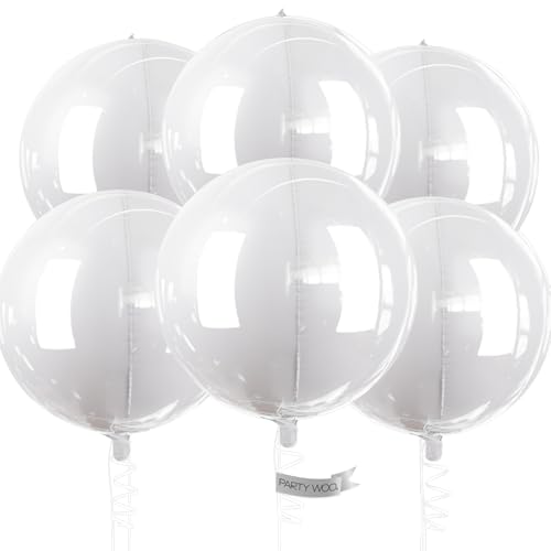 PartyWoo White Foil Balloons 6pcs