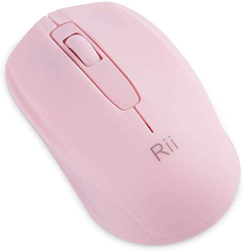Rii Wireless Mouse 1000DPI for PC, Laptop, Windows,Office Included Wireless USB dongle (Black+Pink)