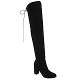 Beston FD19 Women's Over The Knee Drawstring Block Heel Boots Full Size Small