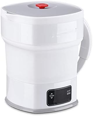 HSJLH Folding Kettle, Outdoor Travel Portable Mini Folding Silicone Insulation Car Kettle, Suitable for Camping and Travel Office, White, 800ML