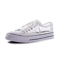 Welcometoo Transparent Women Casual Shoes Fashion Flat Breathable Ladies Shoes Round Toe Female Outdoor Walking Sneakers Women Shoes 20,B-TM001,8.5