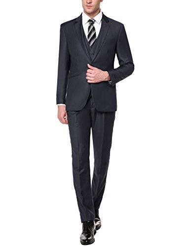 Coofandy Men's Slim Fit Peak Lapel Suit Blazer Jacket Tux Vest & Trousers 3-piece Suit Set