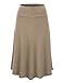 Lock and Love LL WB1105 Womens Lightweight Fold Over Flared Midi Skirt M TAUPE