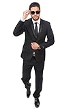 Slim Fit Men Suit Tuxedo Black 2 Button Satin Collar Flat Front Pants By Azar Man