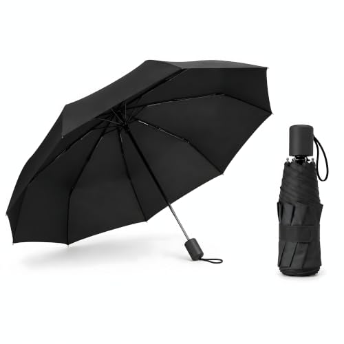 Guarda-Chuva preto Dobrável BF Brasil Forte – Manual, Compacto, 7 Varetas de Fibra de Vidro, Proteção UV, Resistente ao Vento, Leve para Uso Diário