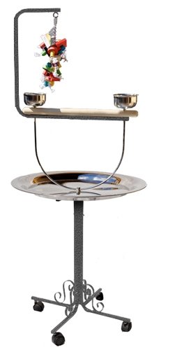 PARROT BIRD METAL PLAYSTAND PP B 72T toy cage cages toys gym african grey conure (ANTIQUE SILVER)