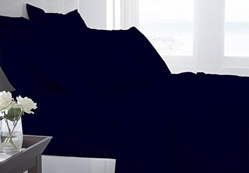 BED ALTER 1000 Thread Count 4 Piece Bed Sheet Set (1 Flat Sheet 1 Fitted Sheet And 2 Pillowcases) ( 15" deep pocket) 100% Egyptian Cotton Luxurious Bedsheets Solid. (Navy Blue, California King)