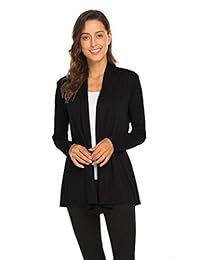 Cárdigan de manga larga para mujer, informal, ligero, suave, con drapeado abierto en la parte delantera y caída (S-3X)