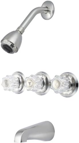 Olympia Faucets P-3240-BN Elite Three Acrylic Handle Tub And Shower Set with Adjustable Showerhead, Brushed Nickle
