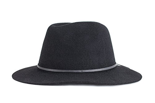 Brixton Men's Wesley Medium Brim Felt Fedora Hat, black, Medium