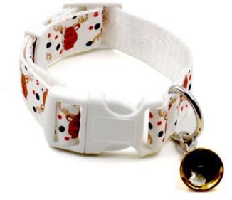 Sporer@ Pething New Cat Pet Collar Dog Collar with Small Bell for Christmas Celebration (white, Large 0.98-1.54Feet)