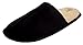 J. Fiallo Mens Fleece Lined Velour Scuff House Slipper with Classy Imprinted Emblem (XL (11.5-12.5), Black)
