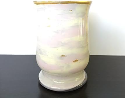 Gold Cream and Blush Pink Glass Vase Hand Painted Waterproof