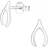 925 Sterling Silver Wishbone Stud Earrings, Sold as a Pair