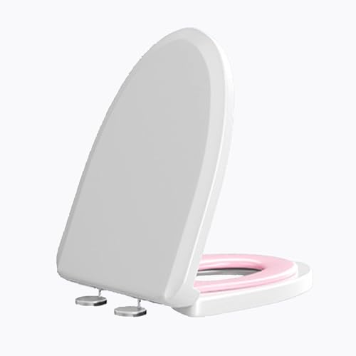 Wttfc Toddler Toilet Seat with Child Seat Built in,Family Toilet Seat,Soft Close Toilet Seat White with Quick Release Function,Toulet Seat,Top Fixing and Adjustable Hinges,Pink,V Type