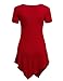 MBJ WT638 Short Sleeve Shirts for Womens Tops Casual V-Neck Summer Clothes Asymmetrical Tunic Blouses XXXXL RED