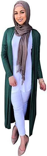 YI HENG MEI Women's Muslim Islamic Solid Long Sleeve Full Length Open Knit Abaya Coat
