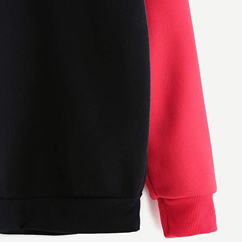 image for GOVOW Color Block Shirts for Women Long Sleeve Letter Print O-Neck Swe