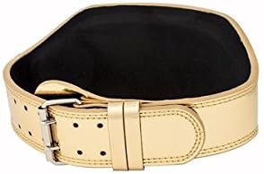 6 Inch Leather Weightlifting Belt - Metallic Gold for Women, Powerlifting, Olympic Lifting & Exercise Belt, Heavy Duty & Foam Cushioning, Neoprene Interior lining - Weight Lifting Fitness Belt
