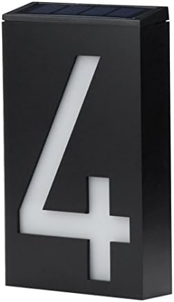 JIAEN Doorplate LED Light Solar Power Number Sign House Hotel Door Address Plaque Mailbox Digit Plate (No.4)