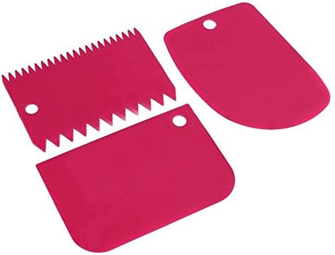 SOLDOUT™ Baking Tools Cream Smooth Cake Spatula Baking Pastry Tools Dough Scraper Kitchen Butter Knife Dough Cutter (Magenta, Pack of 3)