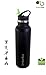 UmberBox - Stainless Steel Water Bottle, Double Wall, Vacuum Insulated, Wide Mouth, Bamboo Cap, BPA Free, Hot 12 HRS Cold 24 HRS, Leak Proof, Bonus - 2 Free CAPS 20oz (Black)