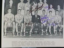 Signed Celtics, Boston 11x14 B&W by 56'- 57' Russell, Heinsohn, Ramsey, Cousey, Sharman autographed